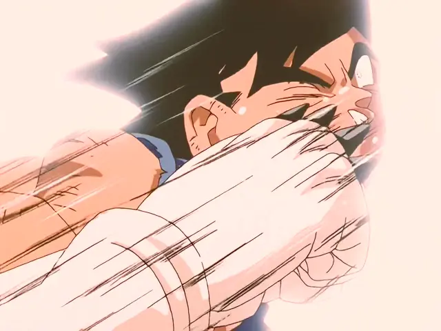 Ih Shinron arrasa a Goku con su bola de energía negativa