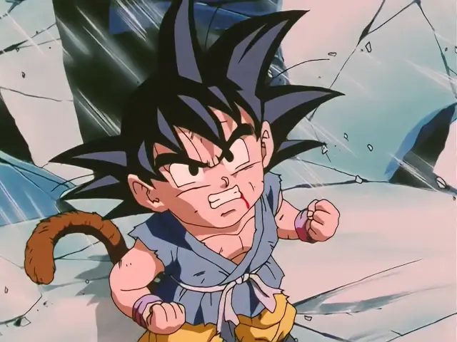 Ih Shinron arrasa a Goku con su bola de energía negativa