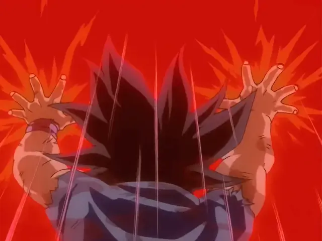 Ih Shinron arrasa a Goku con su bola de energía negativa