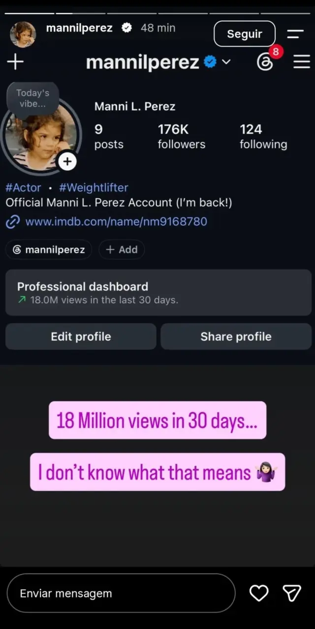 Story de Manni L. Perez en Instagram
