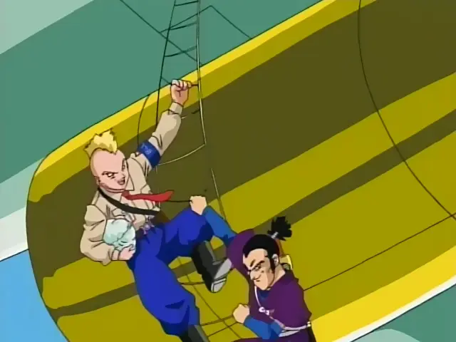 Goku y Arale irrumpen en el dirigible de la Red Ribbon