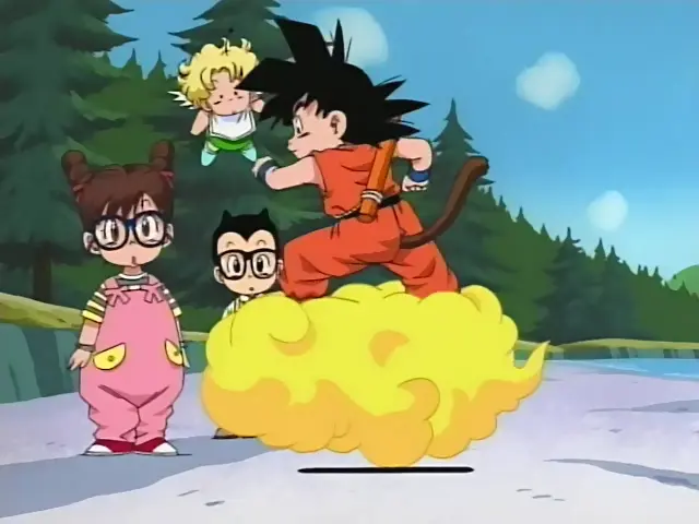 Goku y Arale irrumpen en el dirigible de la Red Ribbon