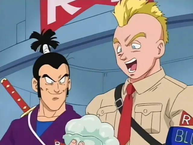 Goku y Arale irrumpen en el dirigible de la Red Ribbon