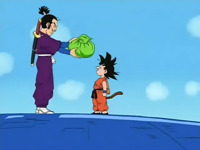Goku y Arale irrumpen en el dirigible de la Red Ribbon