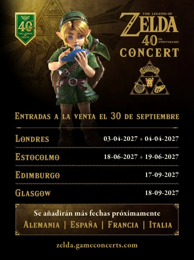 Fechas y horarios para los primeros conciertos del 40º aniversario de Zelda