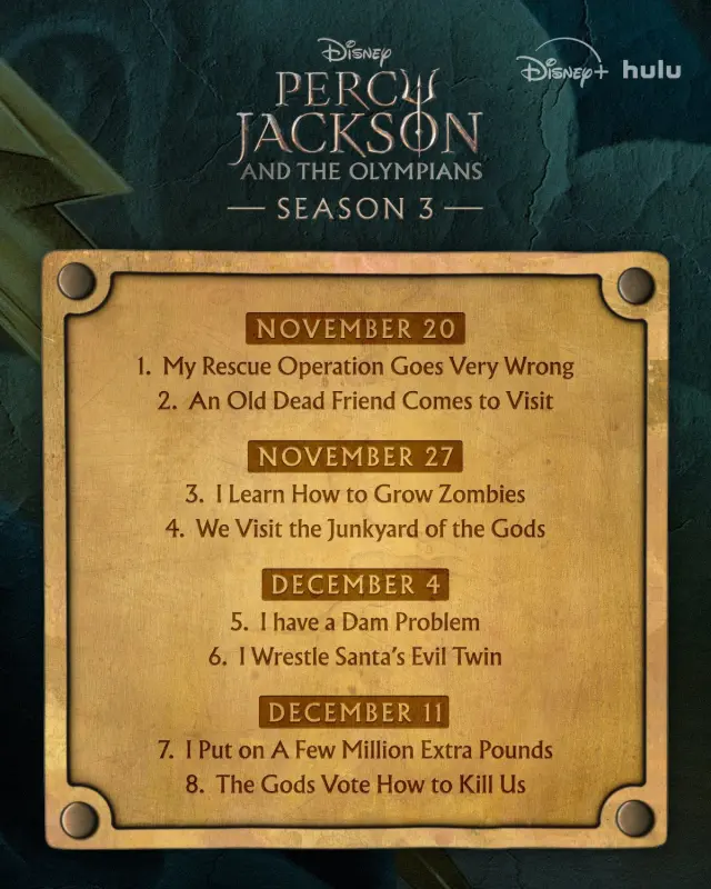 Calendario de estrenos de Percy Jackson y los dioses del Olimpo T3