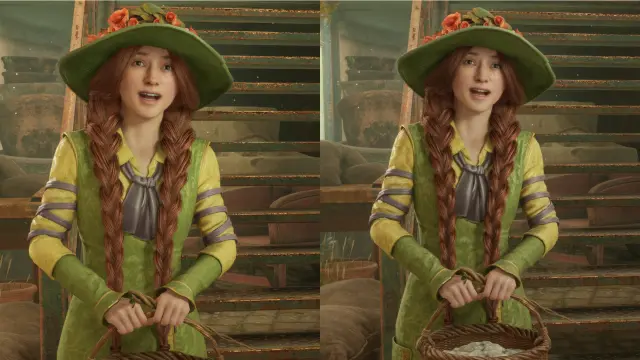 Hogwarts Legacy sin DLSS 5 y con DLSS 5