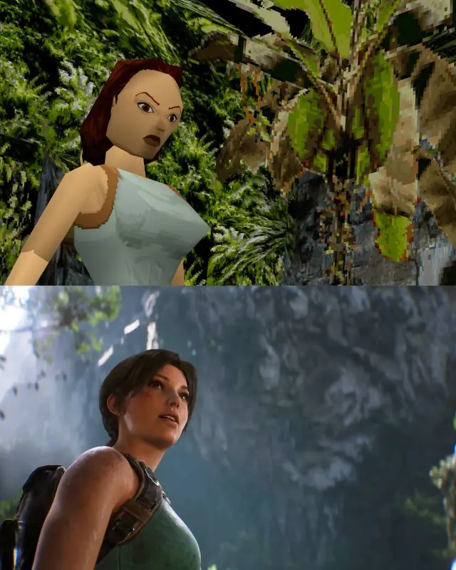 Lara Croft en el juego original de 1996 y en el remake que saldrá en 2027