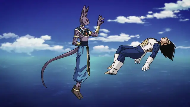 Vegeta supera el poder de Goku Super Saiyan 3 contra Beerus