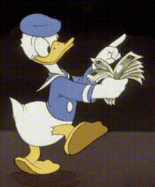 Pato Donald contando pasta